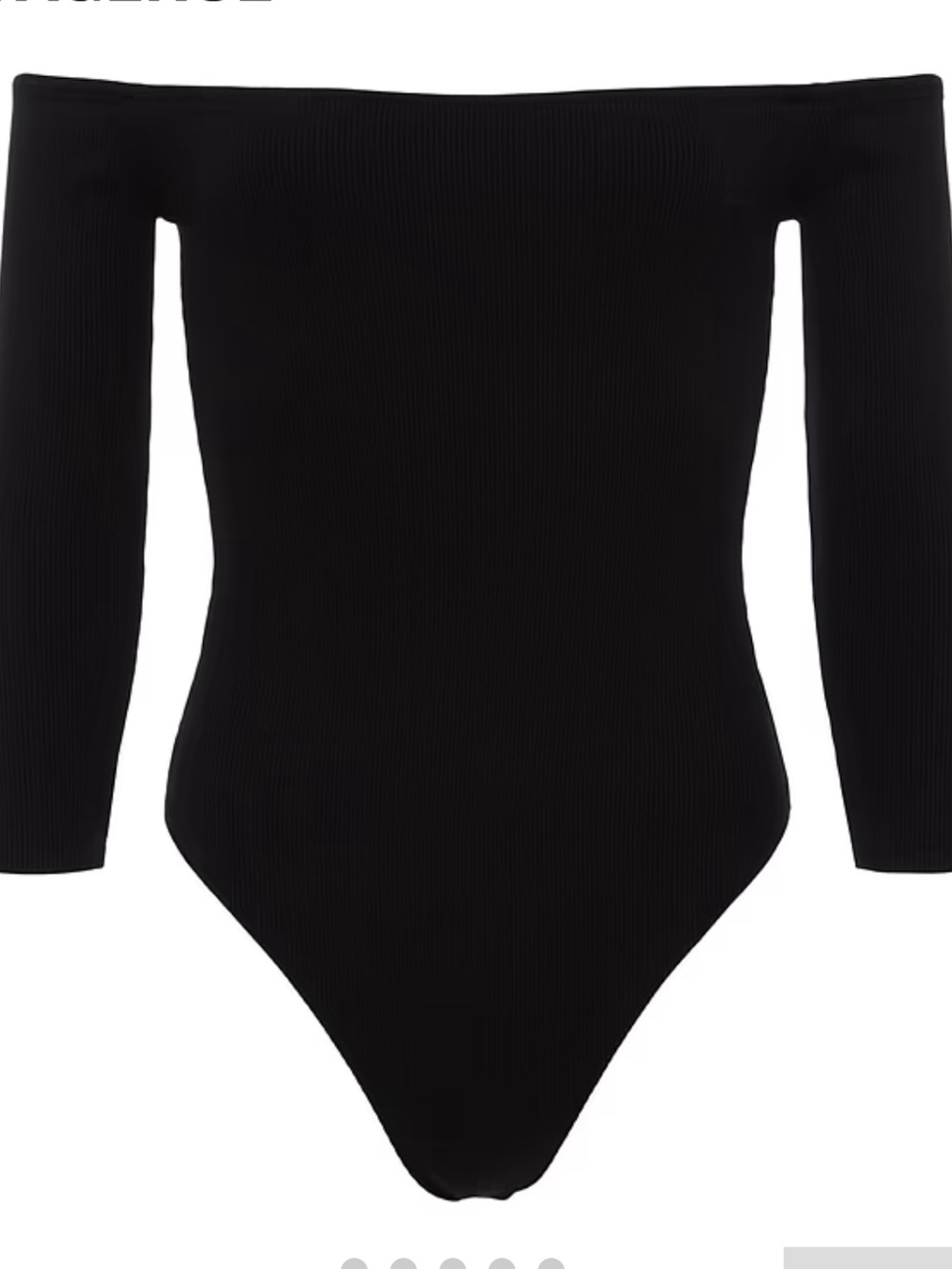 L'AGENCE Black Off-The-Shoulder Ribbed Bodysuit - Picture 2 of 12